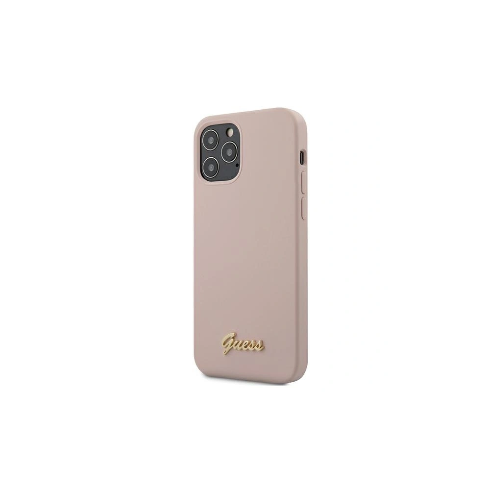Hurtownia GSM - Etui Guess GUHCP12LLSLMGLP Apple iPhone 12 Pro Max hellrosa/hardcase aus Silikon mit Goldlogo - GUE675PNK - {ean13} - Hurt