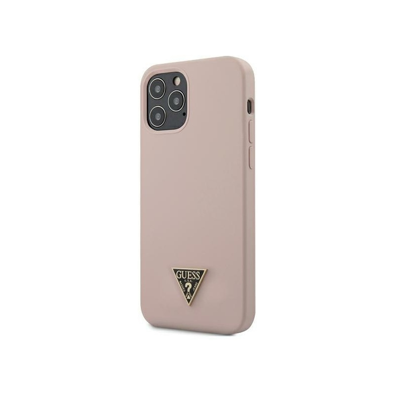 Guess Distributor - 3700740489086 - GUE677PNK - Guess GUHCP12LLSTMLP Apple iPhone 12 Pro Max light pink hardcase Silicone Triangle Logo - B2B homescreen