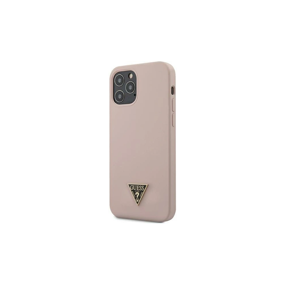 Wholesale Guess GUHCP12LLSTMLP Apple iPhone 12 Pro Max light pink hardcase Silicone Triangle Logo - GUE677PNK - {ean13} - Hurt