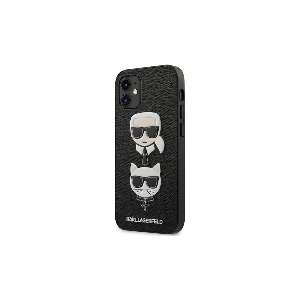 Wholesale Karl Lagerfeld KLHCP12SSAKICKCBK Apple iPhone 12 mini black hardcase Saffiano Ikonik Karl&Choupette Head - KLD374BLK - {ean13} - Hurt