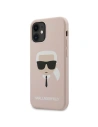 Karl Lagerfeld KLHCP12SSLKHLP Apple iPhone 12 mini light pink hardcase Silicone Karl`s Head