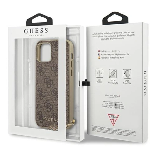 Etui Guess GUHCP12MGF4GBR Apple iPhone 12/12 Pro brązowy/brown hardcase 4G Charms Collection
