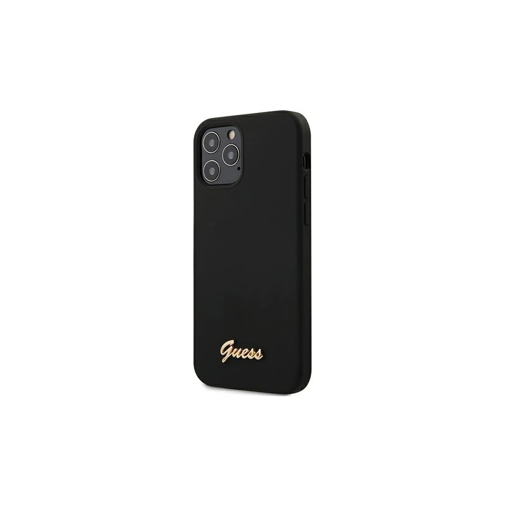 Hurtownia GSM - Etui Guess GUHCP12MLSLMGBK Apple iPhone 12/12 Pro schwarz/czarny Hardcase Silikon Script Gold Logo - GUE687BLK - {ean13} - Hurt