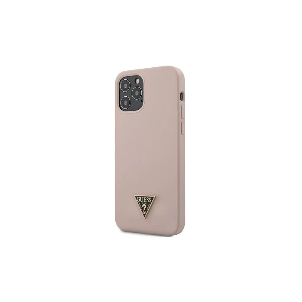 Wholesale Guess GUHCP12MLSTMLP Apple iPhone 12/12 Pro light pink hardcase Silicone Triangle Logo - GUE690PNK - {ean13} - Hurt