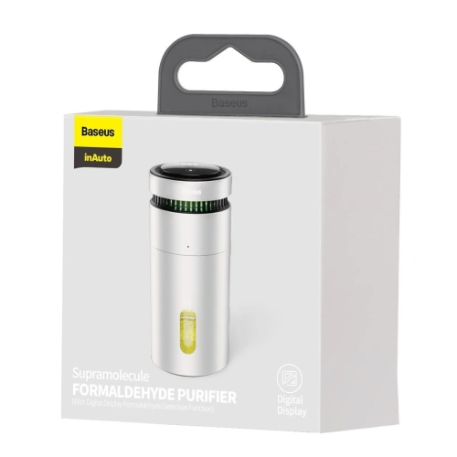Samochodowy oczyszczacz powietrza Baseus, ze wskaźnikiem formaldehydu (srebrny)