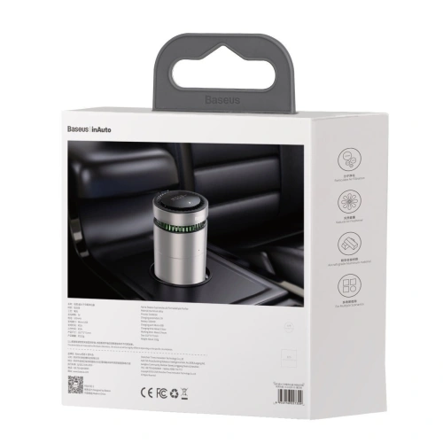 Samochodowy oczyszczacz powietrza Baseus, ze wskaźnikiem formaldehydu (srebrny)