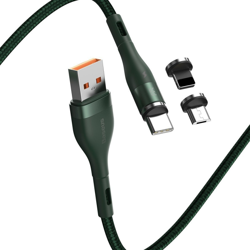 Hurtownia Baseus - 6953156229631 - BSU1814GRN - Kabel USB Baseus Fast 4w1 USB do USB-C / Lightning / Micro 3A 1m (zielony) - B2B homescreen