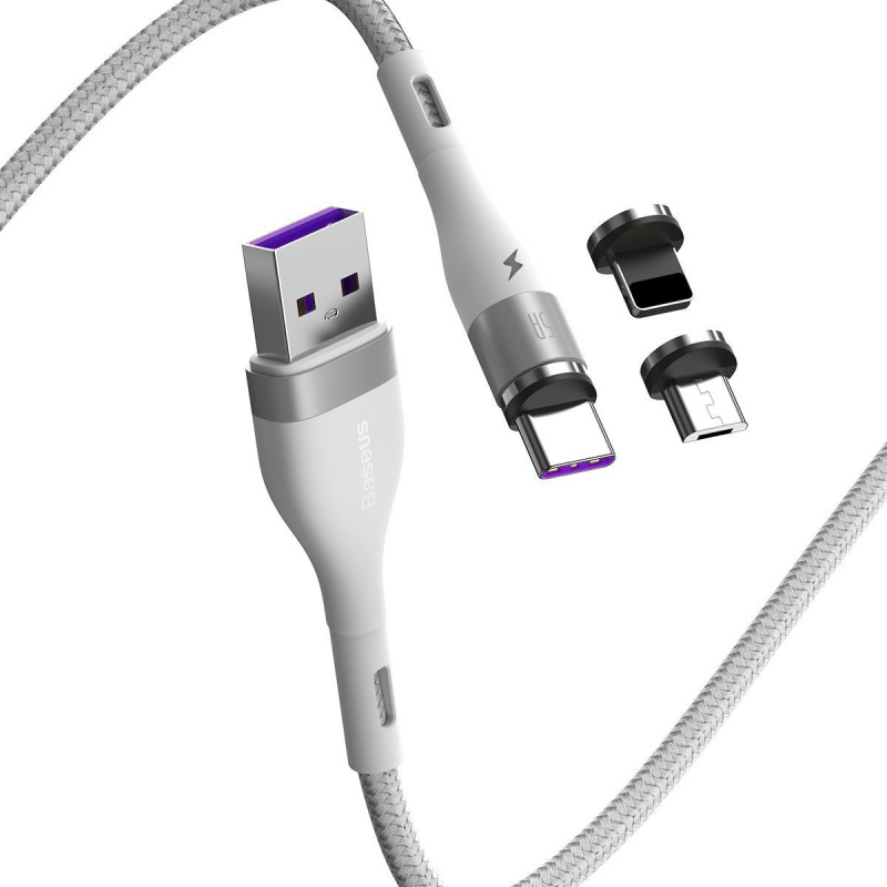 Hurtownia Baseus - 6953156229655 - BSU1815WHT - Kabel USB Baseus Fast 4w1 USB do USB-C / Lightning / Micro 5A 1m (biały) - B2B homescreen