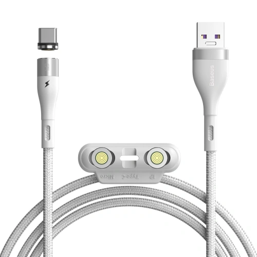 Kabel USB Baseus Fast 4w1 USB do USB-C / Lightning / Micro 5A 1m (biały)