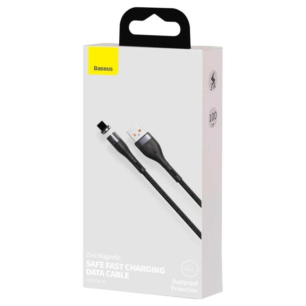 Hurtownia GSM - Kabel magnetyczny USB - Lightning Baseus Zinc 2.4A 1m (szaro-czarny) - BSU1818GRYBLK - {ean13} - Hurt