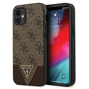 Guess GUHCP12SPU4GHBR Apple iPhone 12 mini brown hardcase 4G Triangle Collection