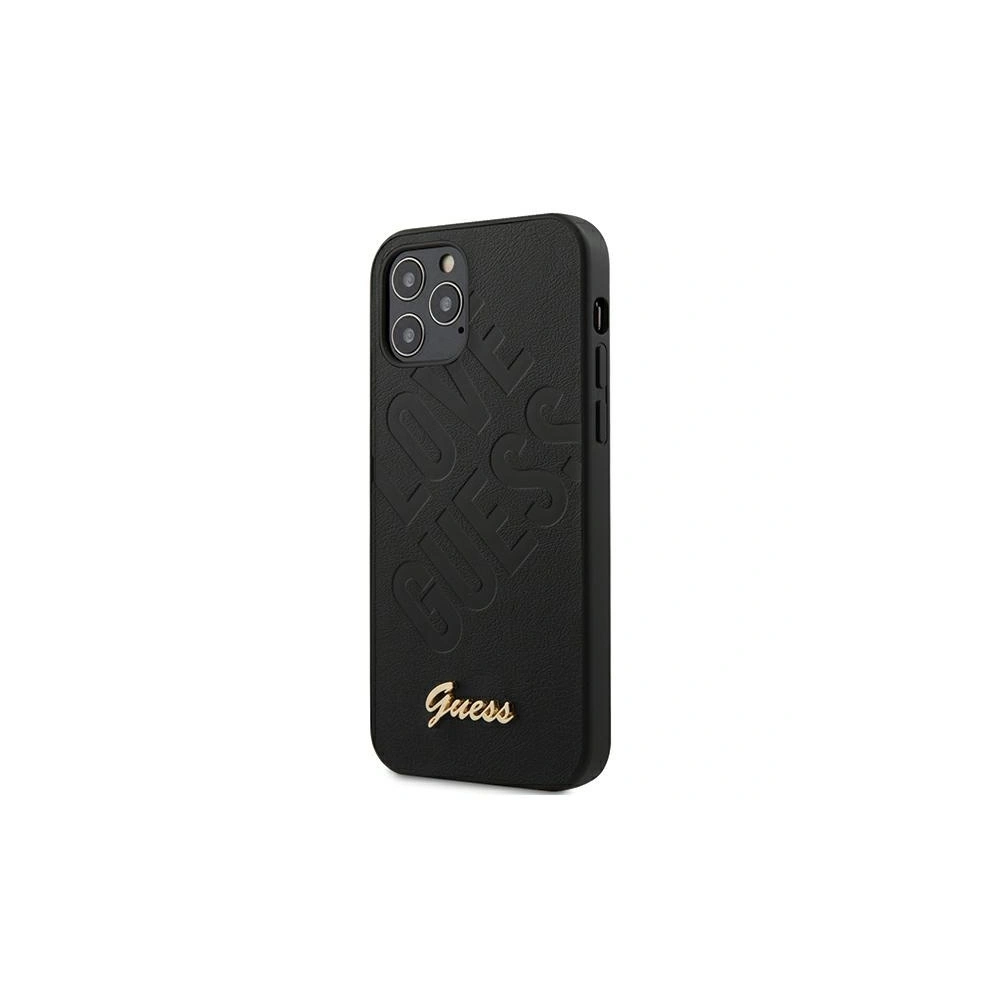 Wholesale Guess GUHCP12SPUILGBK Apple iPhone 12 mini black hardcase Iridescent Love Script Gold Logo - GUE705BLK - {ean13} - Hurt