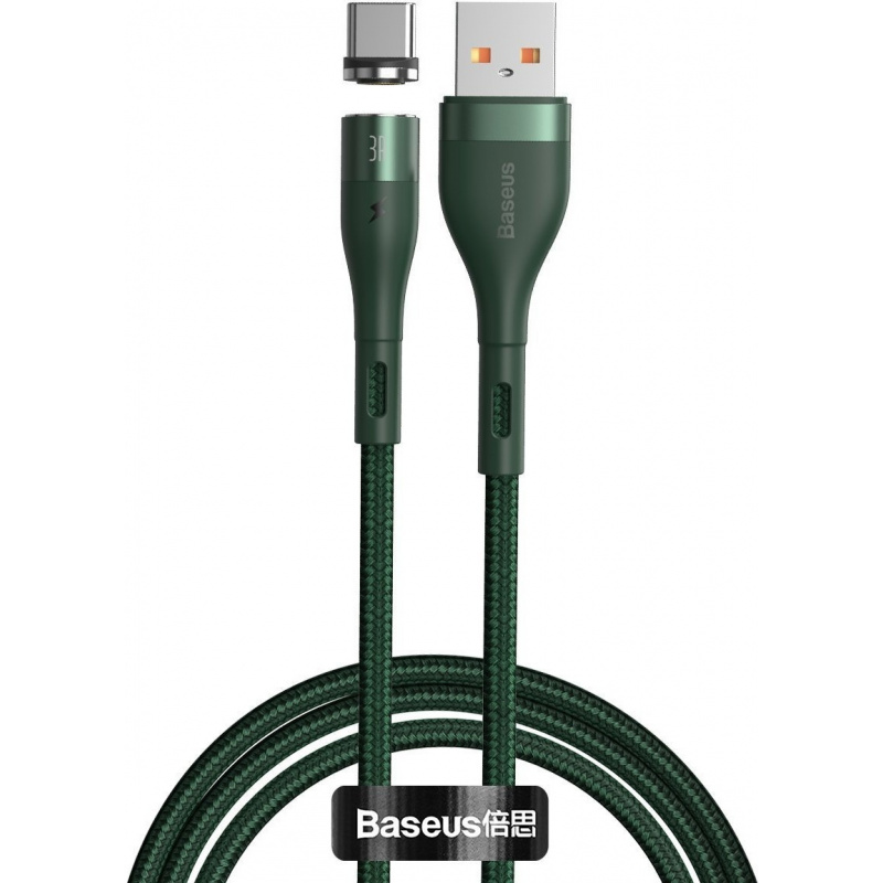 Baseus Distributor - 6953156229693 - BSU1819GRN - USB magnetic cable - USB-C Baseus Zinc 3A 1m (green) - B2B homescreen