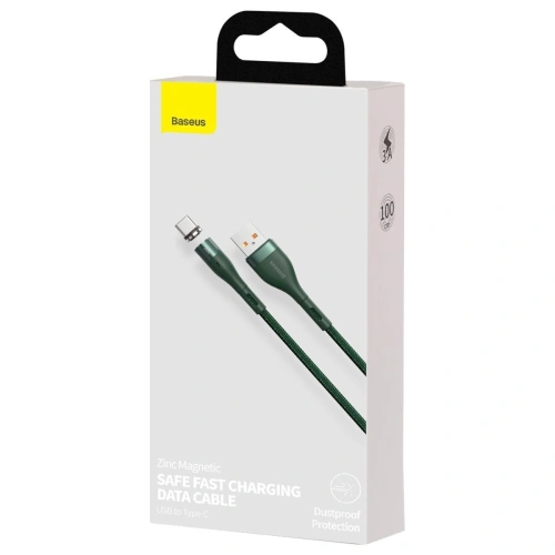 Kabel magnetyczny USB - USB-C Baseus Zinc 5A 1m (zielony)