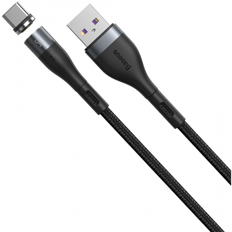 Baseus Distributor - 6953156229730 - BSU1821GRYBLK - USB magnetic cable - USB-C Baseus Zinc 5A 1m (grey-black) - B2B homescreen