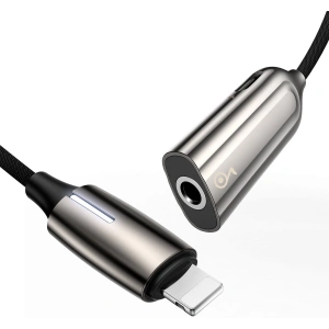 Adapter Audio Baseus L56 Lightning do Jack 3.5mm i Lightning (srebrny)