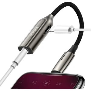 Adapter Audio Baseus L56 Lightning do Jack 3.5mm i Lightning (srebrny)