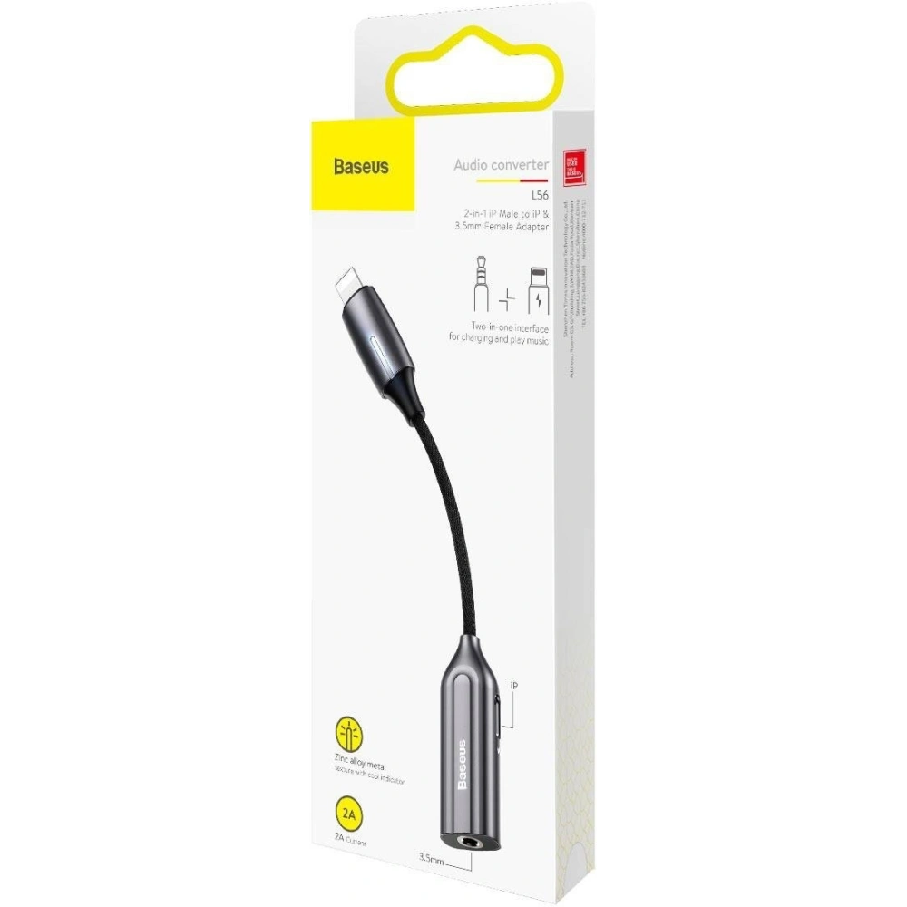 Hurtownia GSM - Adapter Audio Baseus L56 Lightning do Jack 3.5mm i Lightning (srebrny) - BSU1823SLV - {ean13} - Hurt