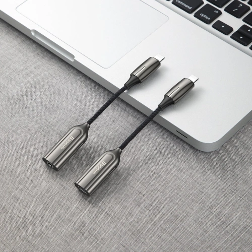 Adapter Audio Baseus L56 Lightning do Jack 3.5mm i Lightning (srebrny)