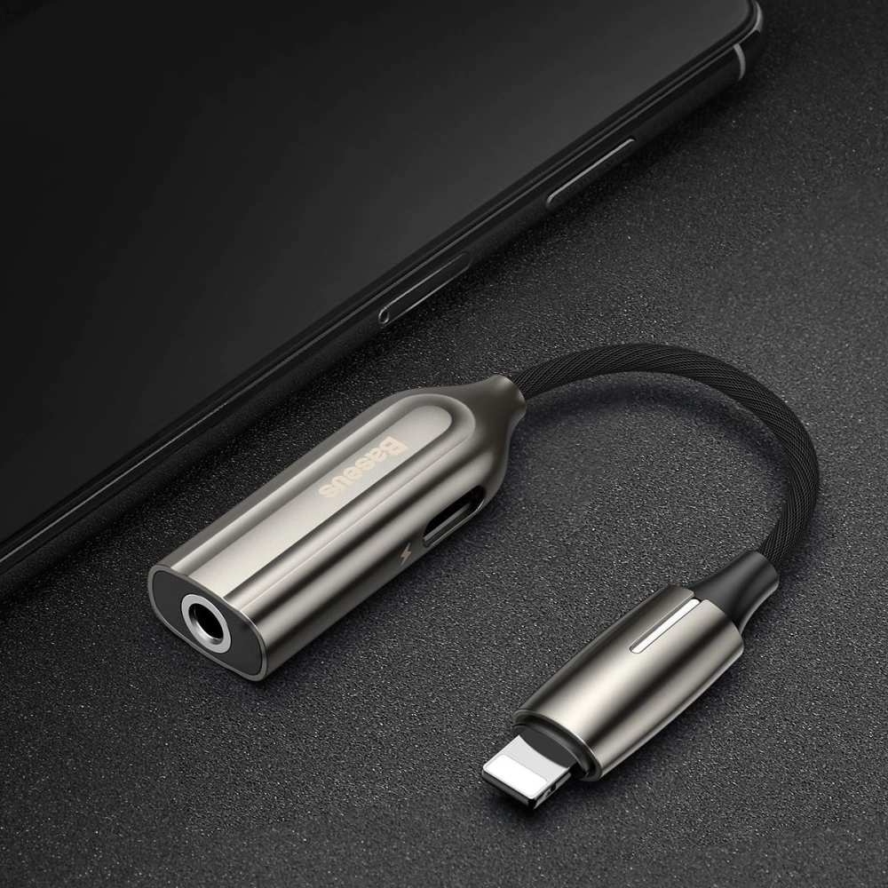Hurtownia GSM - Adapter Audio Baseus L56 Lightning do Jack 3.5mm i Lightning (srebrny) - BSU1823SLV - {ean13} - Hurt