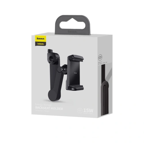 Uchwyt na zagłówek samochodowy do telefonu Baseus Energy z ładowarką (Czarny)
