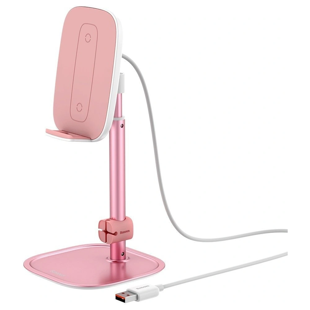 Wholesale Baseus Literary Youth Desktop Bracket (Telescopic with Wireless Charging) Rose gold - BSU1828PNK - {ean13} - Hurt