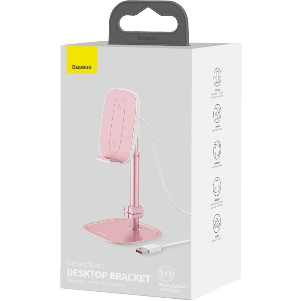 Hurtownia GSM - Stojak teleskopowy Baseus z ładowarką bezprzewodową na telefon/tablet (różowy) - BSU1828PNK - {ean13} - Hurt