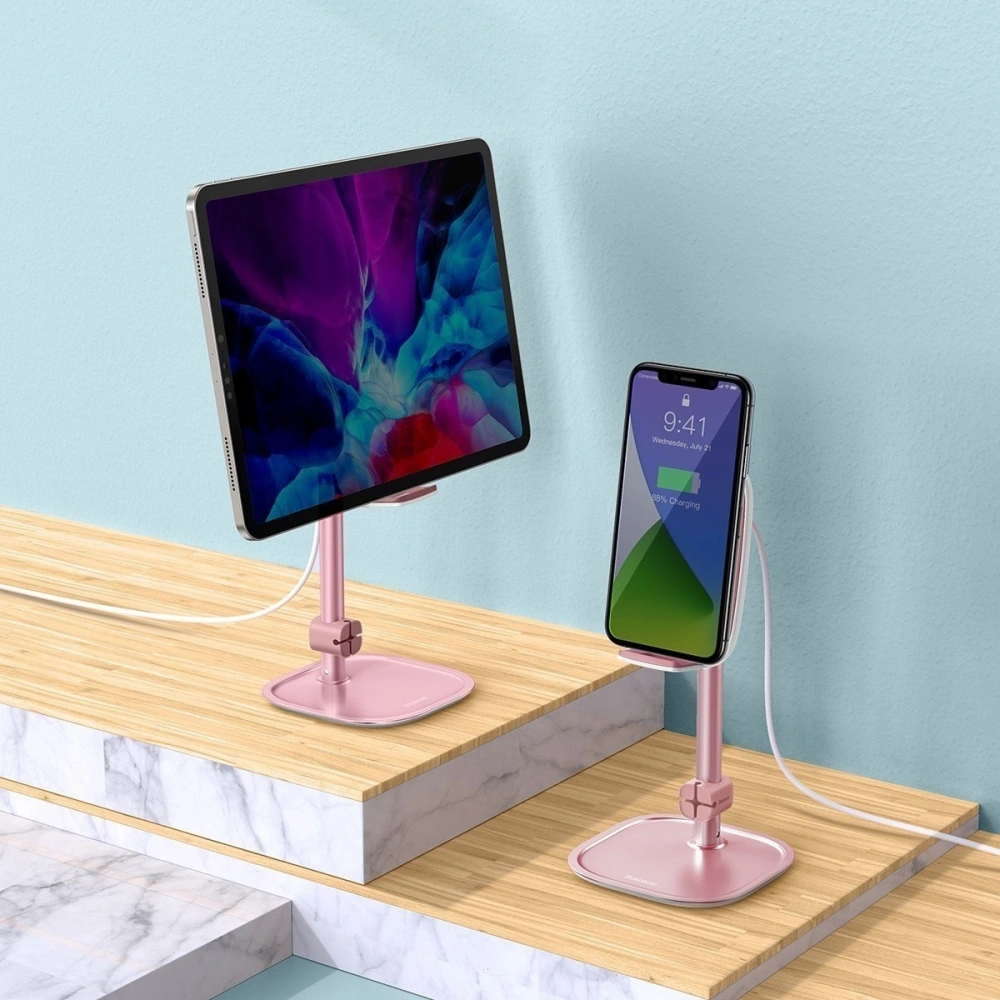 Wholesale Baseus Literary Youth Desktop Bracket (Telescopic with Wireless Charging) Rose gold - BSU1828PNK - {ean13} - Hurt