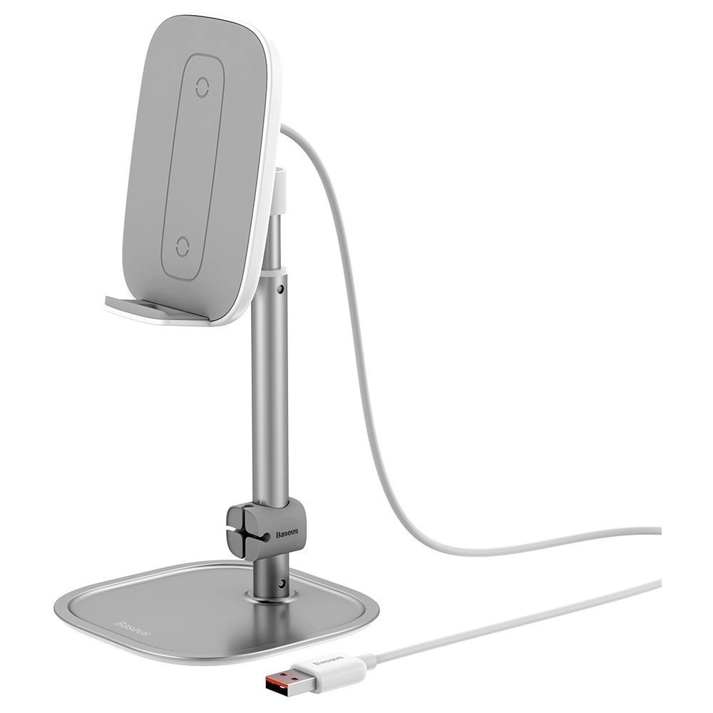Wholesale Baseus Literary Youth Desktop Bracket (Telescopic with Wireless Charging) Silver - BSU1829SLV - {ean13} - Hurt