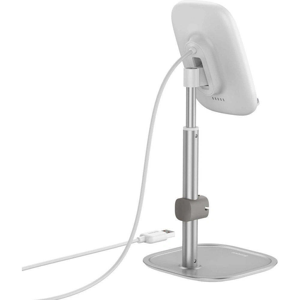Wholesale Baseus Literary Youth Desktop Bracket (Telescopic with Wireless Charging) Silver - BSU1829SLV - {ean13} - Hurt