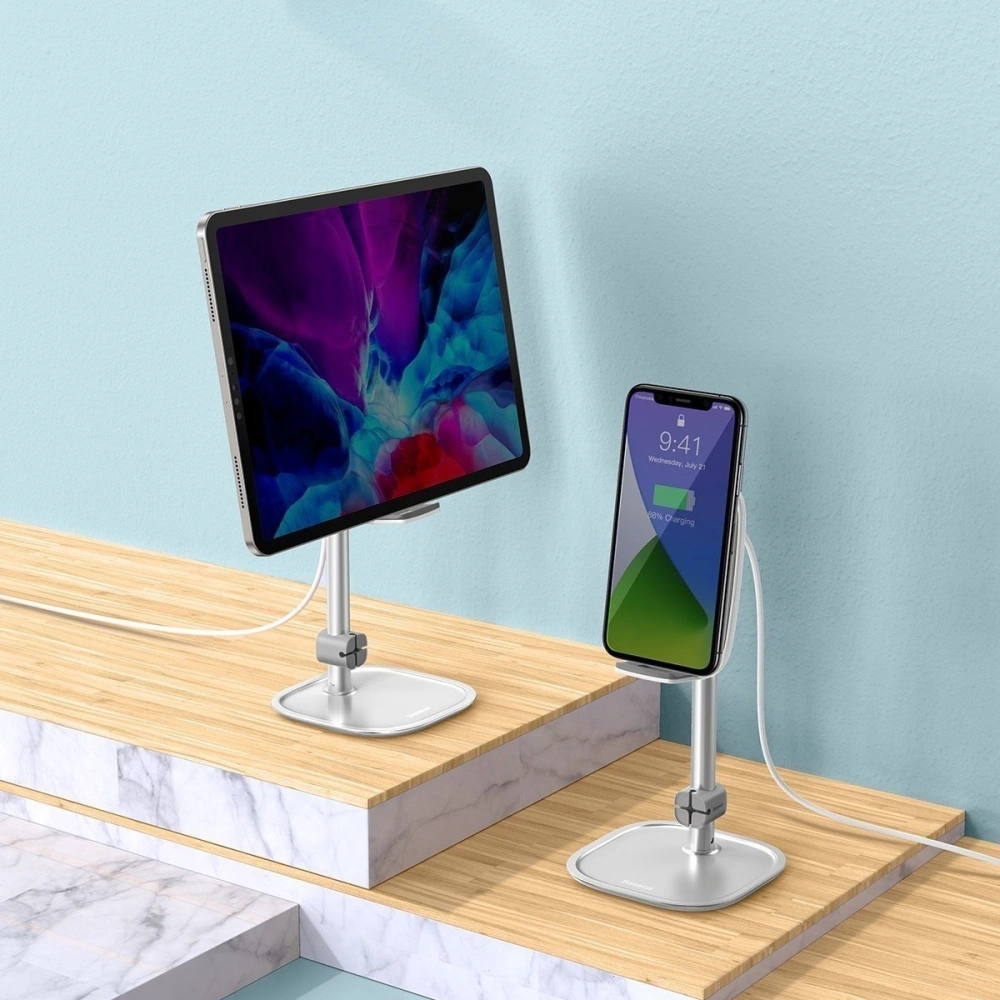Hurtownia GSM - Stojak teleskopowy Baseus z ładowarką bezprzewodową na telefon/tablet (srebrny) - BSU1829SLV - {ean13} - Hurt