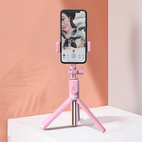 Selfie stick, statyw Bluetooth Baseus Lovely (różowy)