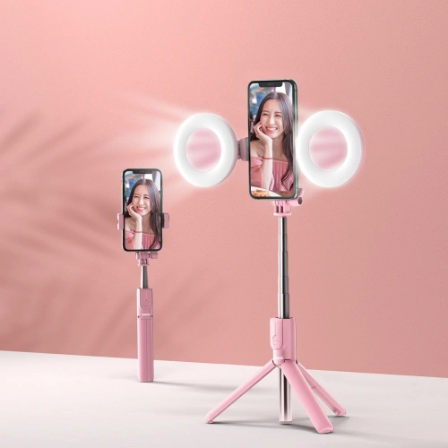 Selfie stick, statyw Bluetooth Baseus Lovely (różowy)