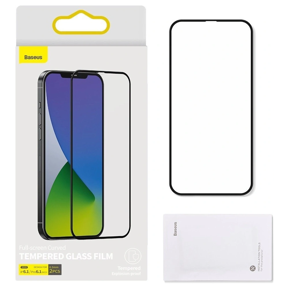 Hurtownia GSM - Szkło hartowane 0.3mm Baseus Apple iPhone 12/12 Pro (2szt.) czarne - BSU1846 - {ean13} - Hurt