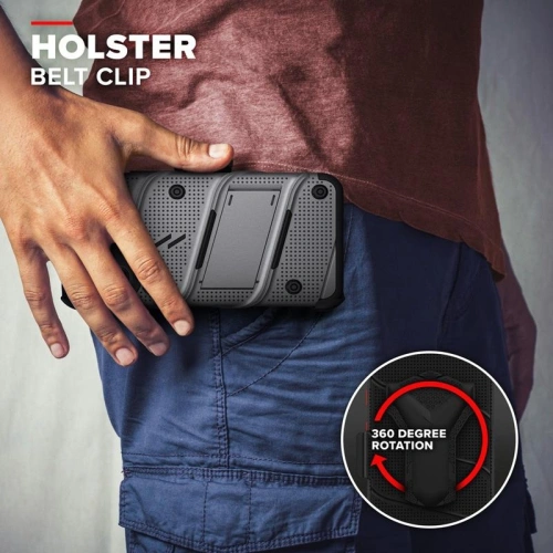 Pancerne etui Zizo Bolt Cover Apple iPhone 12 mini ze szkłem 9H na ekran + podstawka & uchwyt do paska (szary)