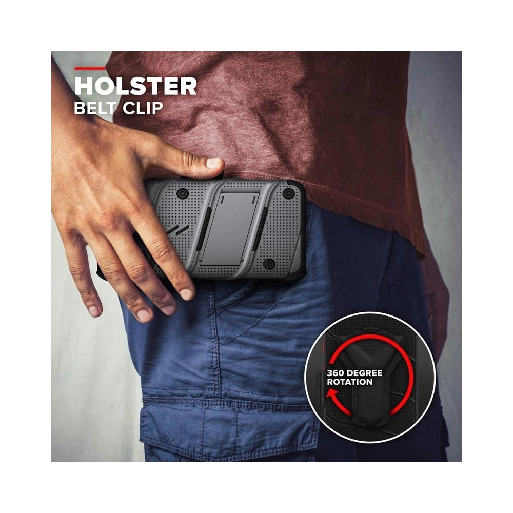 Hurtownia GSM - Panzergelände Zizo Bolt Cover Apple iPhone 12 mini mit 9H Glas für den Bildschirm + Ständer & Gürtelclip (grau) - ZIZ047GRY - {ean13} - Hurt