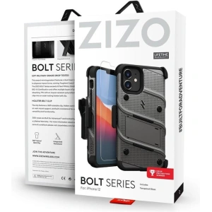Wholesale Zizo Bolt Cover - Case for iPhone 12 Mini with Military Grade + Glass Screen Protector & Kickstand and Holster (Gray) - ZIZ047GRY - {ean13} - Hurt