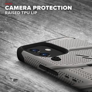 Wholesale Zizo Bolt Cover - Case for iPhone 12 Mini with Military Grade + Glass Screen Protector & Kickstand and Holster (Gray) - ZIZ047GRY - {ean13} - Hurt
