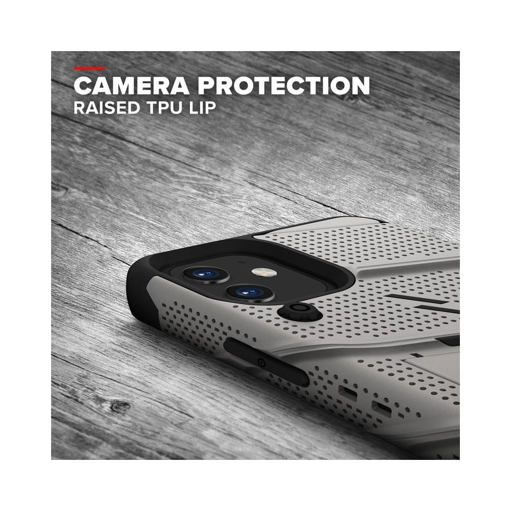 Hurtownia GSM - Panzergelände Zizo Bolt Cover Apple iPhone 12 mini mit 9H Glas für den Bildschirm + Ständer & Gürtelclip (grau) - ZIZ047GRY - {ean13} - Hurt