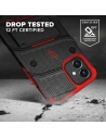 Hurtownia GSM - Pancerne etui Zizo Bolt Cover Apple iPhone 12 mini ze szkłem 9H na ekran + podstawka & uchwyt do paska (czarny/czerwony) - ZIZ048BLKRED - {ean13} - Hurt