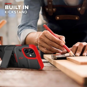 Wholesale Zizo Bolt Cover - Case for iPhone 12 Mini with Military Grade + Glass Screen Protector & Kickstand and Holster (Black/Red) - ZIZ048BLKRED - {ean13} - Hurt