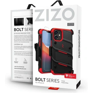 Wholesale Zizo Bolt Cover - Case for iPhone 12 Mini with Military Grade + Glass Screen Protector & Kickstand and Holster (Black/Red) - ZIZ048BLKRED - {ean13} - Hurt