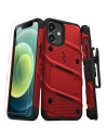 Hurtownia GSM - Pancerne etui Zizo Bolt Cover Apple iPhone 12 mini ze szkłem 9H na ekran + podstawka & uchwyt do paska (czerwony/czarny) - ZIZ049REDBLK - {ean13} - Hurt