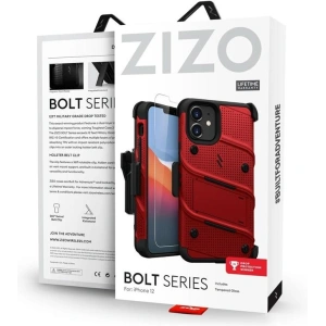 Wholesale Zizo Bolt Cover - Case for iPhone 12 Mini with Military Grade + Glass Screen Protector & Kickstand and Holster (Red/Black) - ZIZ049REDBLK - {ean13} - Hurt