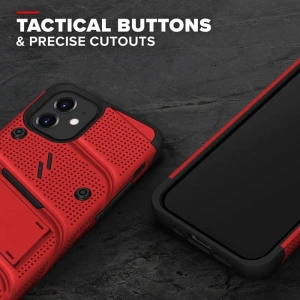 Wholesale Zizo Bolt Cover - Case for iPhone 12 Mini with Military Grade + Glass Screen Protector & Kickstand and Holster (Red/Black) - ZIZ049REDBLK - {ean13} - Hurt