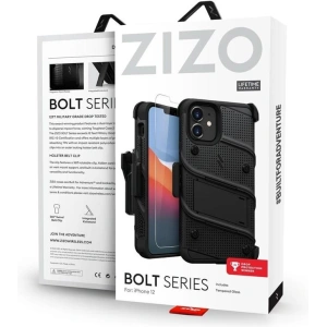 Wholesale Zizo Bolt Cover - Case for iPhone 12 Mini with Military Grade + Glass Screen Protector & Kickstand and Holster (Black) - ZIZ051BLK - {ean13} - Hurt