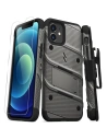 Zizo Bolt Cover - Case for iPhone 12 / iPhone 12 Pro with Military Grade + Glass Screen Protector & Kickstand and Holster (Gray/