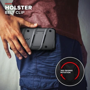Hurtownia GSM - Pancerne etui Zizo Bolt Cover Apple iPhone 12/12 Pro ze szkłem 9H na ekran + podstawka & uchwyt do paska (szary) - ZIZ052GRY - {ean13} - Hurt