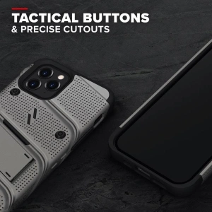 Wholesale Zizo Bolt Cover - Case for iPhone 12 / iPhone 12 Pro with Military Grade + Glass Screen Protector & Kickstand and Holster (Gray/ - ZIZ052GRY - {ean13} - Hurt