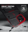 Hurtownia GSM - Pancerne etui Zizo Bolt Cover Apple iPhone 12/12 Pro ze szkłem 9H na ekran + podstawka & uchwyt do paska (czarny/czerowny) - ZIZ053BLKRED - {ean13} - Hurt